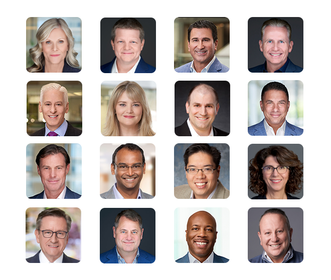 12 thumbnail headshots of ADP's global leadership team